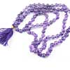 Natural Purple Amethyst Smooth Round Prayer Mala Beads Strand Length 35 Inches and Size 8mm approx.